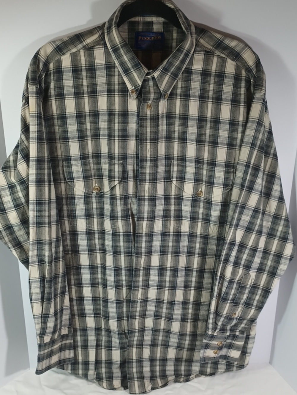 Pendleton Cream and Forest Green Plaid Button-Down Shirt